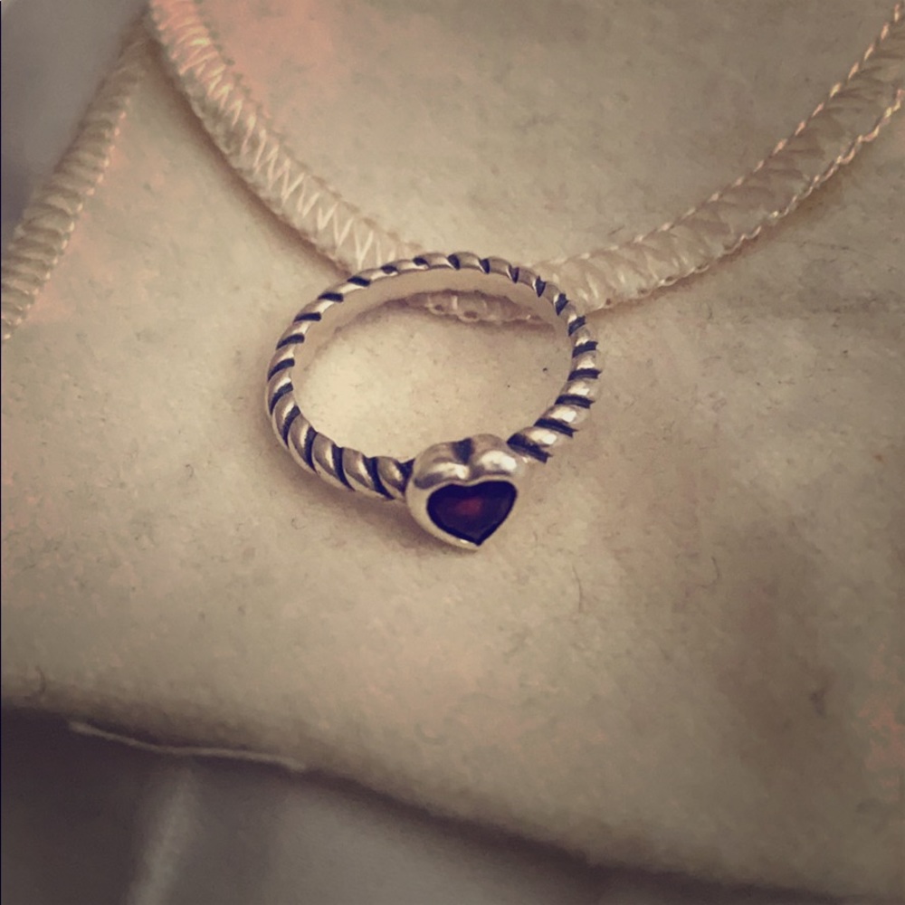 Heart with Garnet Twisted Wire Ring